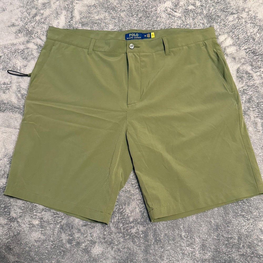 Polo Ralph Lauren‎ Men's 38 Olive Green Tech Golf Shorts Back Zip Pocket